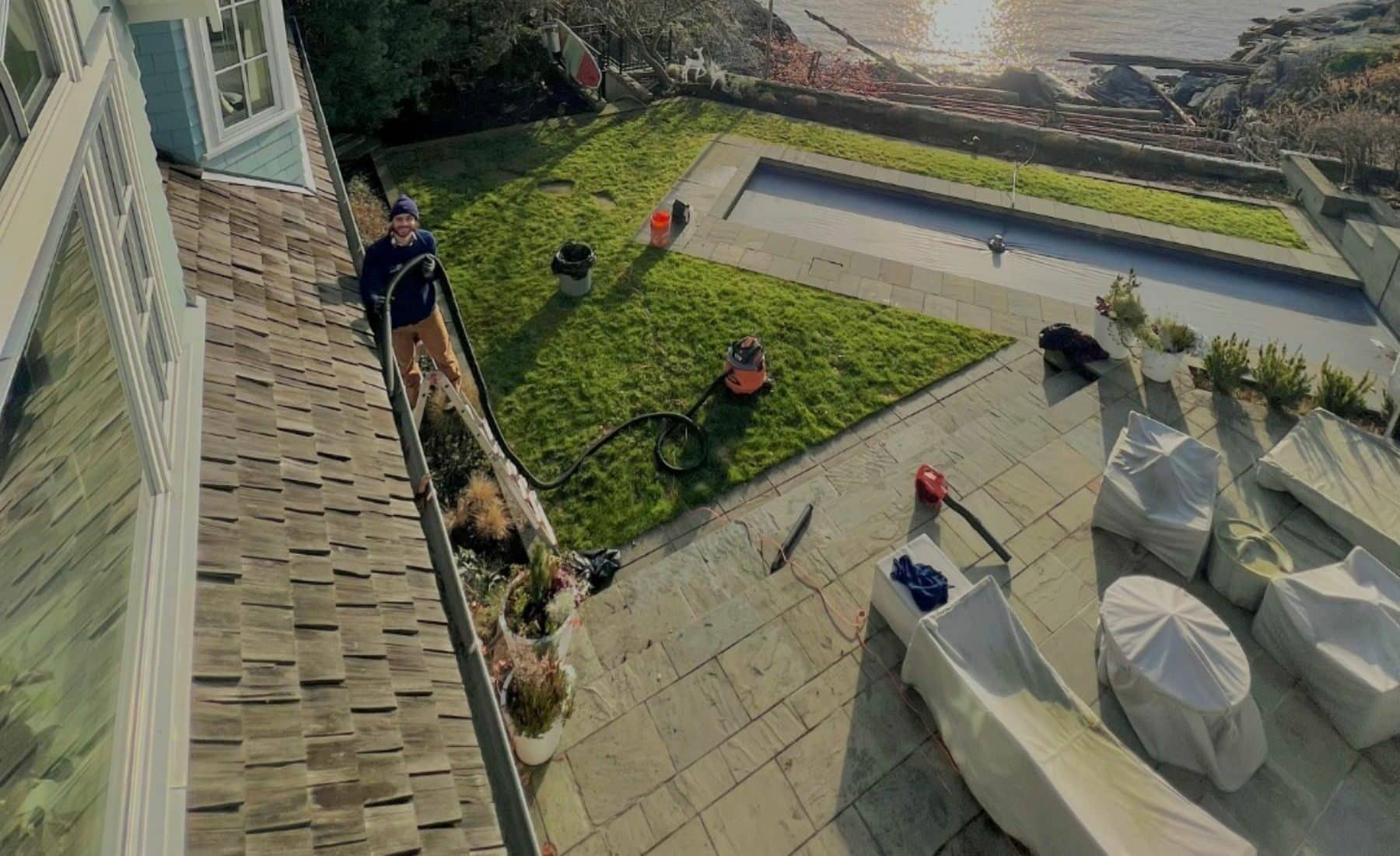 Gutter cleaning on a Vancouver home