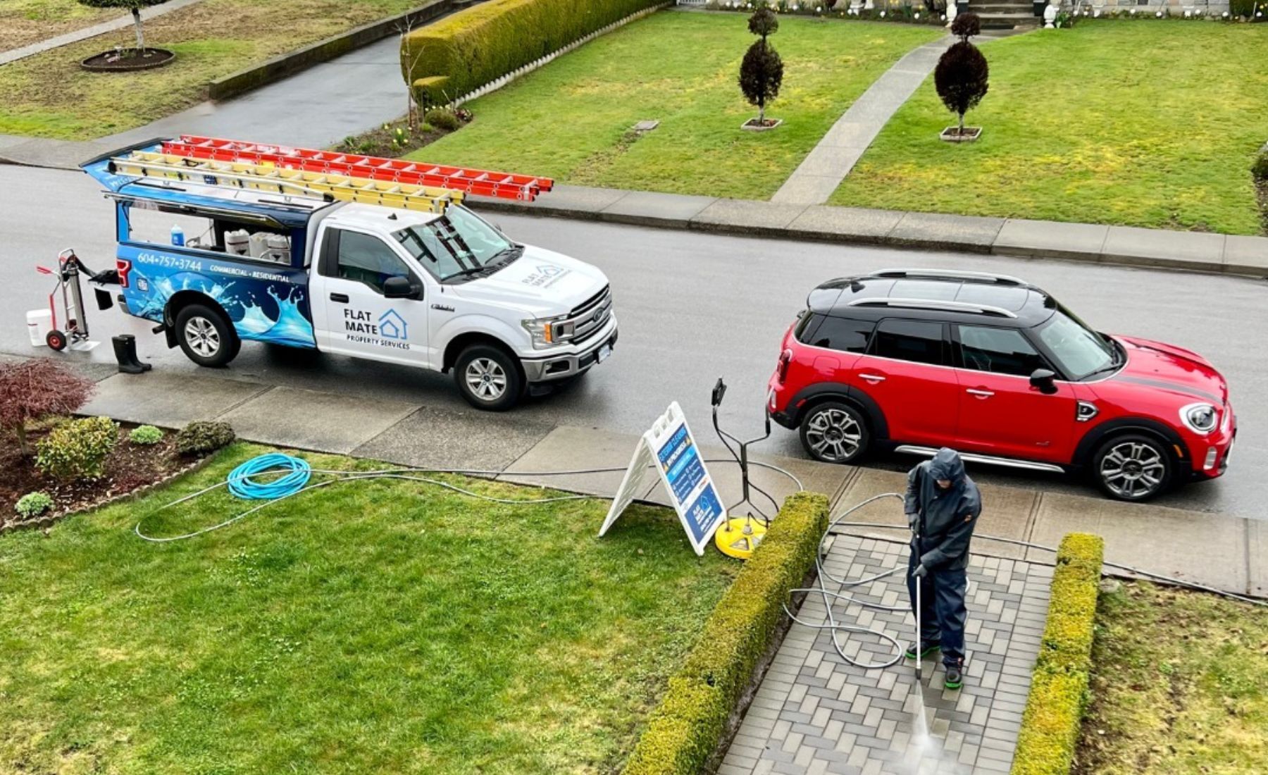 Flat Mate Property Services van on a Vancouver job site